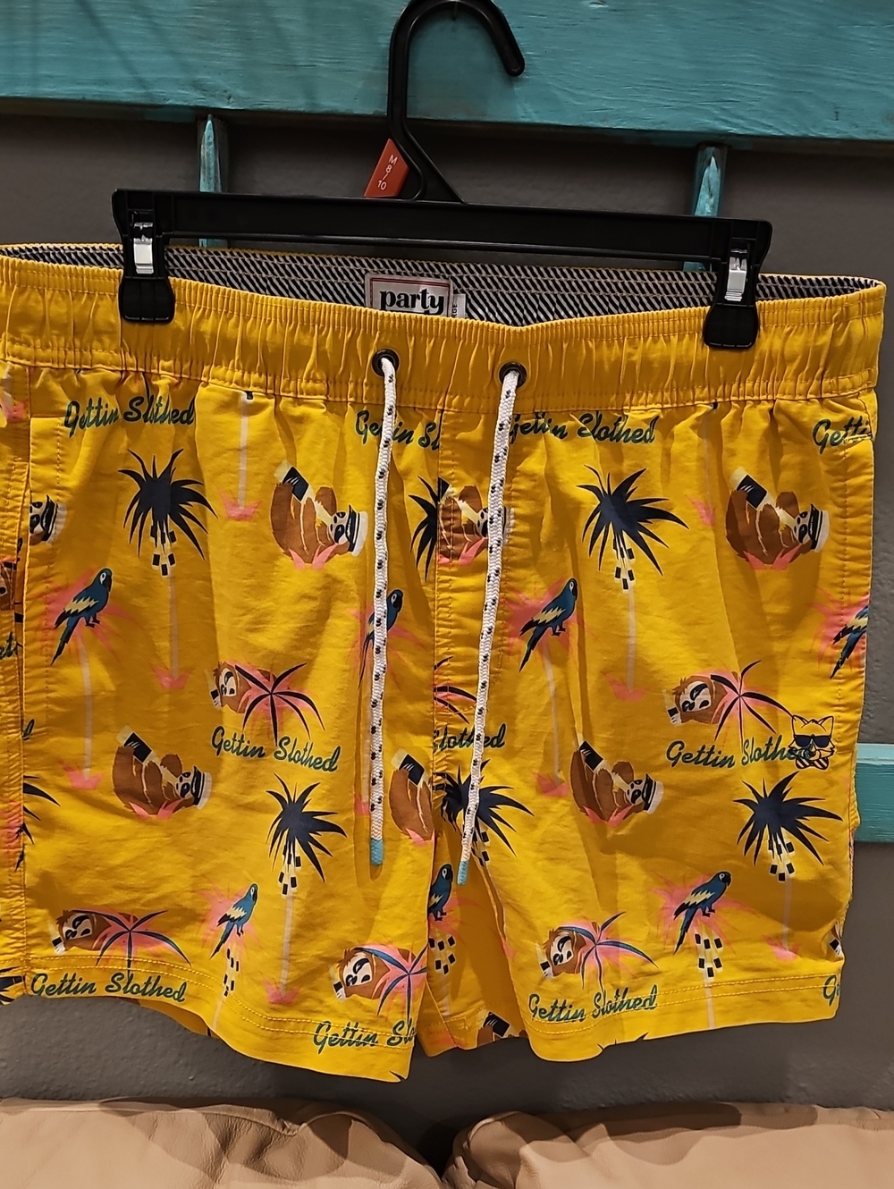 Party Pants Yellow Tropical Print Men's Swim Shorts